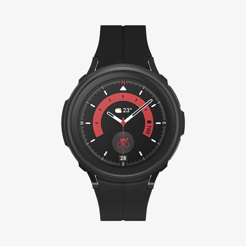 ACS06394 - Galaxy Watch 6 Classic (47mm) Case Liquid Air in matte black showing the front